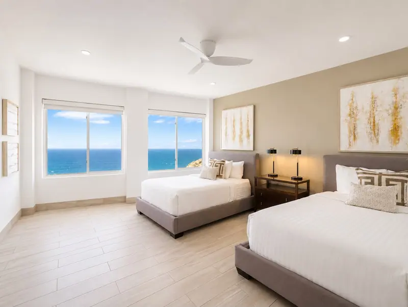 Villa Lands End Suite 6 with two queen beds and ocean windows
